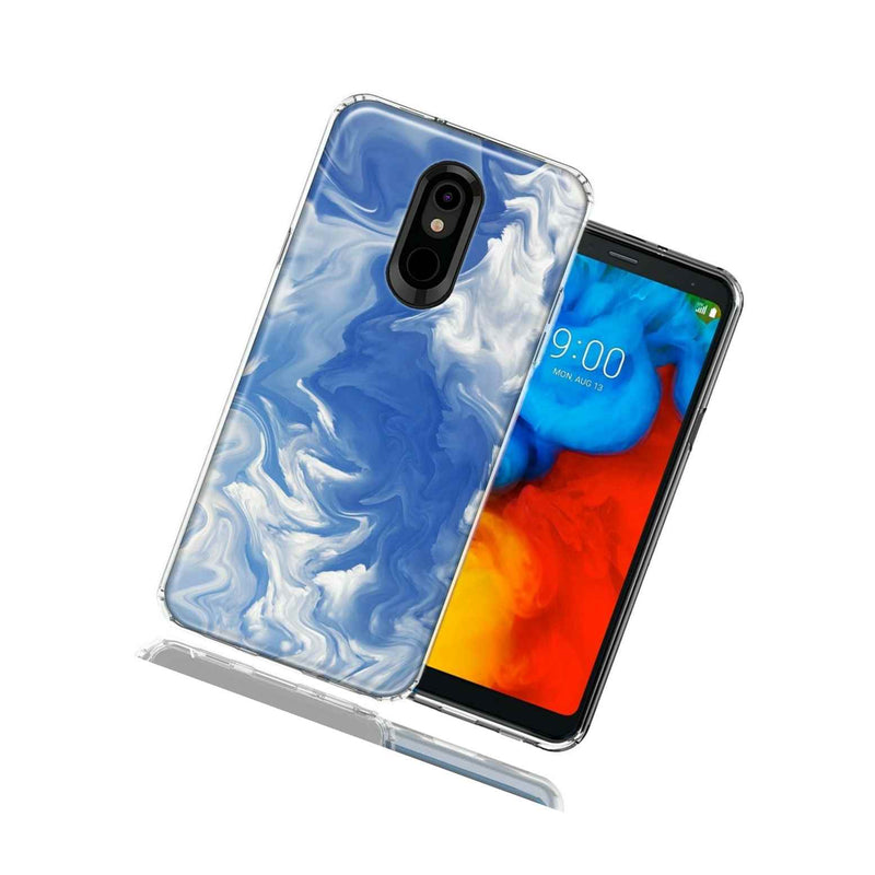 For Lg Stylo 4 Sky Blue Swirl Double Layer Phone Case Cover