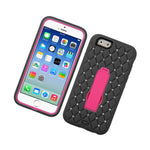 For Iphone 6 6S Hard Soft Rubber Hybrid Heavy Duty Case Pink Diamond Bling