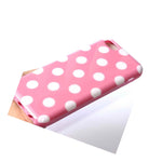 For Iphone 5C Hard Rubber Candy Gummy Gel Case Cover Pink White Polka Dots