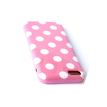 For Iphone 5C Hard Rubber Candy Gummy Gel Case Cover Pink White Polka Dots
