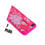 Iphone 7 8 Plus Hybrid Hard Soft Rubber Armor Case Cover Pink Lace Rose