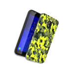 Yellow Green Camo Double Layer Hybrid Case Cover For Samsung J7 Refine J Star