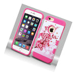 For Iphone 6 6S Plus Hard Tpu Gummy Rubber Hybrid Case Hot Pink Flowers