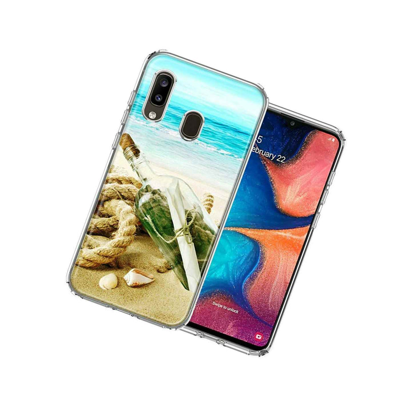 For Samsung A20 Beach Message Bottle Design Double Layer Phone Case Cover