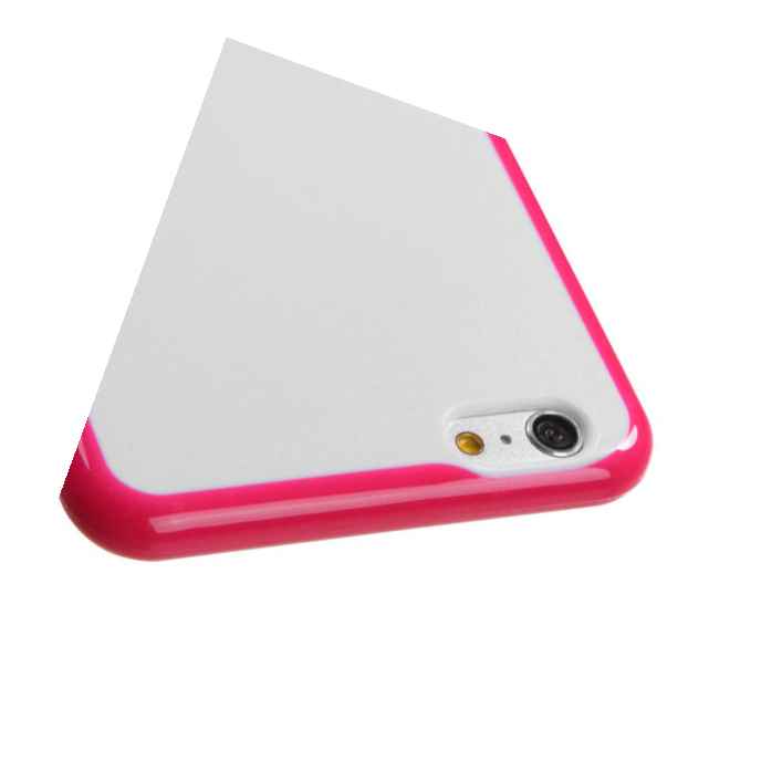 For Iphone 6 6S Plus Hard Rubber Gummy Gel Case Skin Cover Pink White