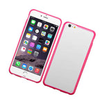 For Iphone 6 6S Plus Hard Rubber Gummy Gel Case Skin Cover Pink White