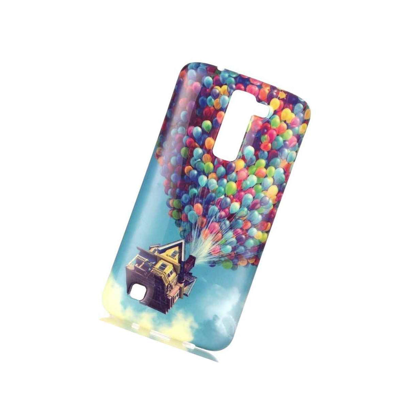 For Lg K7 Tribute 5 Hard Tpu Rubber Skin Case Cover Blue Colorful Up Balloons