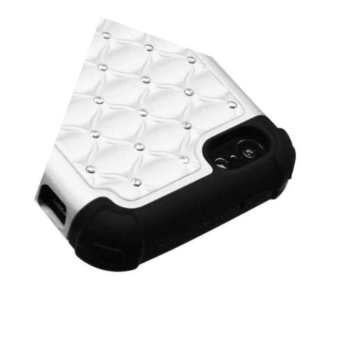 Apple Iphone 5C Hard Soft Rubber Hybrid Armor Case Cover Black White Diamond