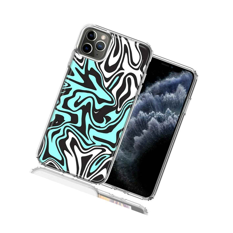 For Apple Iphone 12 Pro 12 Mint Black Abstract Design Double Layer Phone Case
