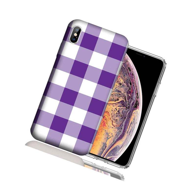Mundaze Apple Iphone Xs X Design Case Purple White Plaid Cover