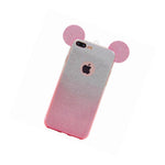Iphone 7 8 Plus Hard Tpu Rubber Case Cover Pink Silver Glitter Mouse Ears