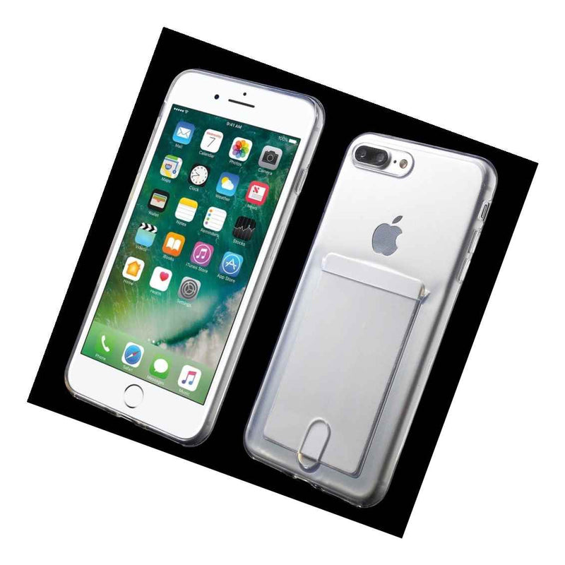 Iphone 7 8 Plus Tpu Rubber Case Transparent Clear Credit Card Slot Holder