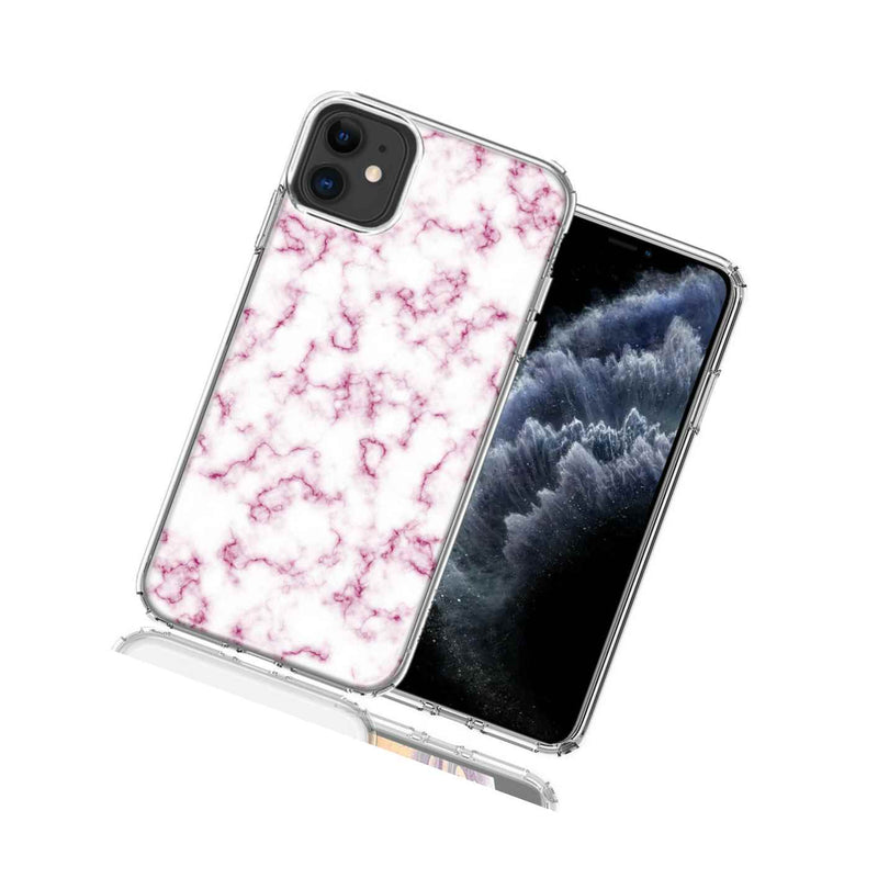 For Apple Iphone 12 Mini Pink Marble Design Double Layer Phone Case Cover