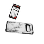 For Samsung Galaxy S10 6 1 Hard Hybrid Armor Case Cover White Marble Pattern
