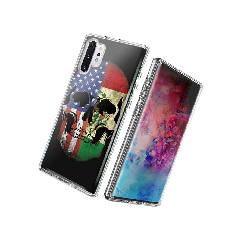 For Samsung Galaxy Note 10 Us Mexico Flag Skull Double Layer Case
