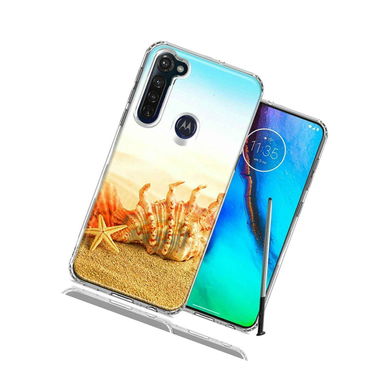For Motorola Moto G Stylus Beach Shell Design Double Layer Phone Case Cover