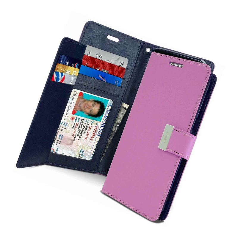 For Samsung Galaxy S8 Purple Leather Credit Card Id Wallet Pouch Folio Case