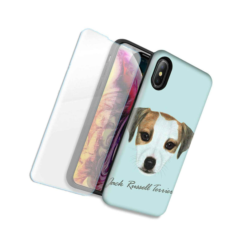 Jack Russell Terrier Dog Double Layer Case Glass Screen For Apple Iphone Xr