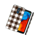 Brown White Plaid Double Layer Case For Lg Tribute Empire K8 K8 Plus 2018
