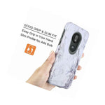 Motorola Moto G7 Play T Mobile Revvlry Hard Hybrid Armor White Marble Case
