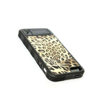 For Iphone Se 5S Hard Gummy Tpu Rubber Black Gold Leopard Kickstand Case Cover