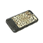 For Iphone Se 5S Hard Gummy Tpu Rubber Black Gold Leopard Kickstand Case Cover