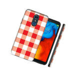 Red White Plaid Double Layer Hybrid Case For Lg Fortune 2 Zone 4 Aristo 3