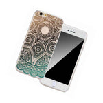 For Iphone 6 6S Plus Tpu Rubber Skin Case Cover Green Clear Aztec Flower