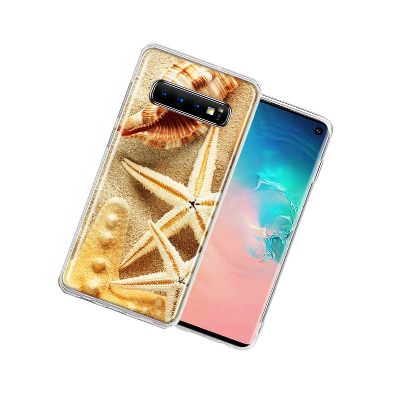 For Samsung Galaxy S10 Sand Shells Starfish Double Layer Phone Case