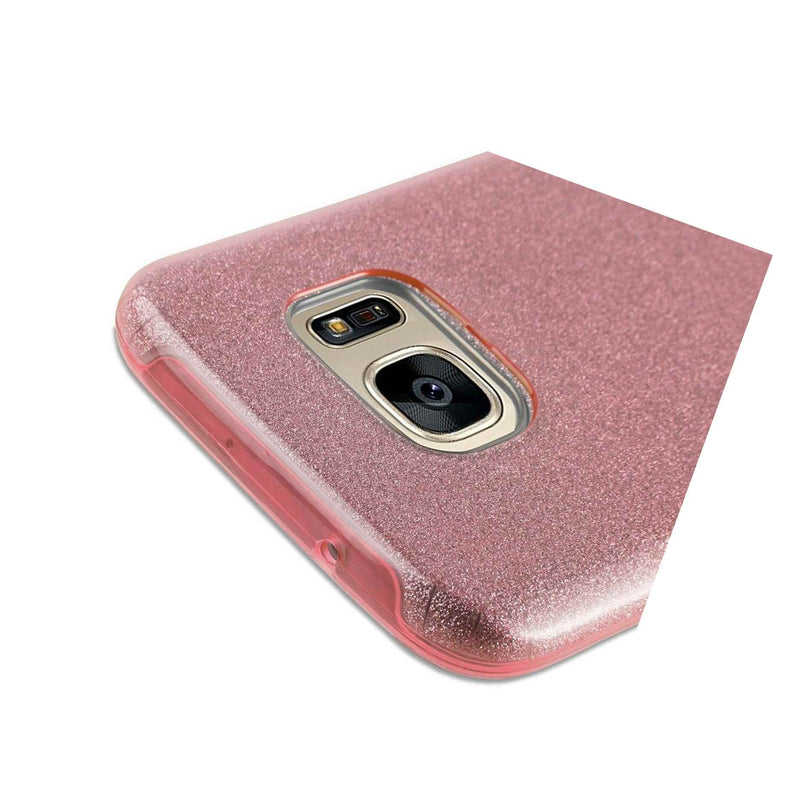 For Samsung Galaxy S7 Hard Tpu Rubber Skin Case Cover Pink Shiny Glitter Sheet