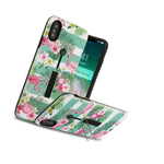Iphone Xs Max 6 5 Hybrid Armor Finger Strap Kickstand Case Flamingo Flowers