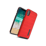 For Iphone Xs Max 6 5 Hard Rugged Hybrid Armor Red Black Non Slip Case Cover
