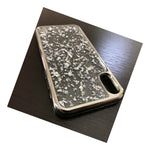 Iphone X Xs 10S Hard Tpu Rubber Gel Case Cover Silver Chrome Foil Blings