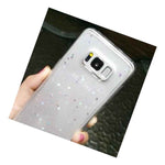 For Samsung Galaxy S8 Tpu Rubber Gummy Phone Case Cover Clear Glitter Stars