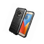 For Motorola Moto E4 Plus Black Hybrid Hard Soft Case Holster Belt Clip