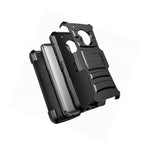 For Motorola Moto E4 Plus Black Hybrid Hard Soft Case Holster Belt Clip