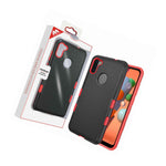For Samsung Galaxy A11 Hard Hybrid High Impact Armor Case Black Red Skin Cover