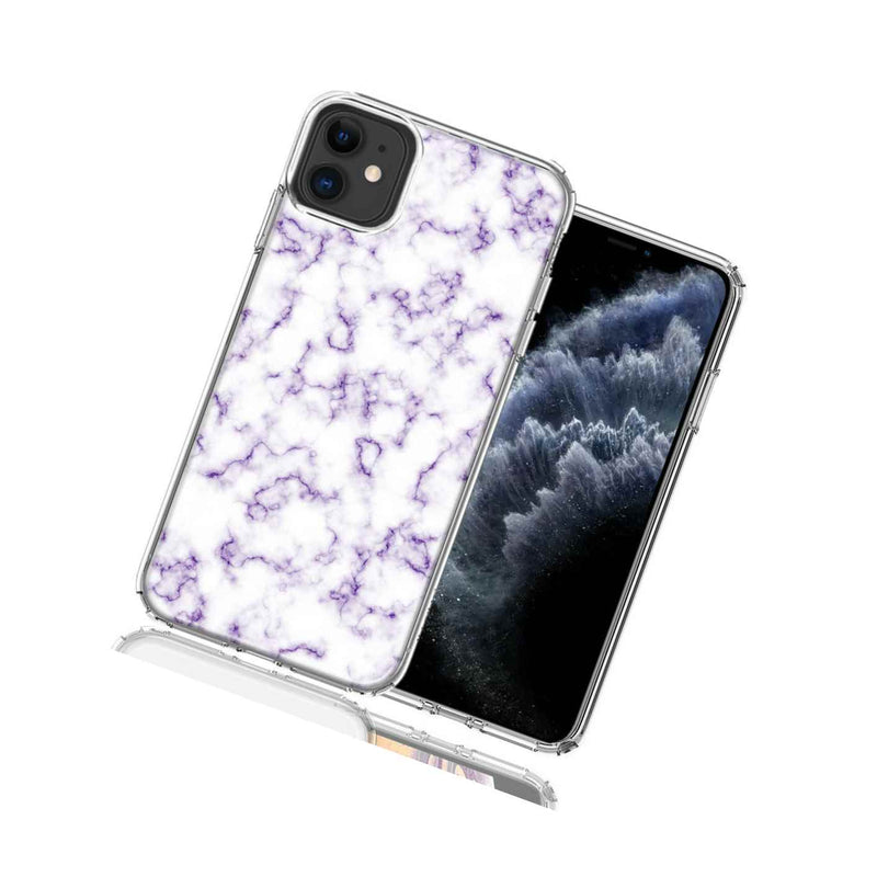 For Apple Iphone 12 Mini Purple Marble Design Double Layer Phone Case Cover