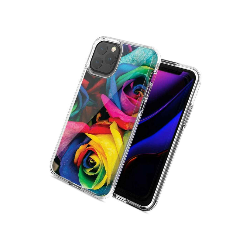 For Apple Iphone 12 Mini Colorful Roses Design Double Layer Phone Case Cover