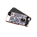 For Iphone 7 8 Hybrid Armor Hard Case Cover Rose Gold Purple Damask Flowers