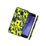 Yellow Green Camo Double Layer Hybrid Case Cover For Samsung J7 2018 J737