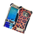 For Samsung Galaxy S6 Edge Plus Hybrid Skin Case Brown Leopard Cheetah Armor