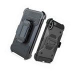 For Iphone Xs Max 6 5 Hard Hybrid Armor Case Black Holster With Belt Clip