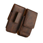 T Mobile Revvl Plus Brown Leather Vertical Holster Pouch Swivel Belt Clip Case