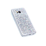 For Samsung Galaxy S8 Tpu Rubber Gummy Case Cover Silver Glitter Shiny Sequins