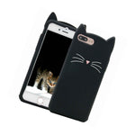 For Iphone 7 Plus Soft Rubber Silicone Skin Case Cover Black Cat Whiskers Ear
