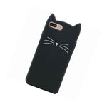 For Iphone 7 Plus Soft Rubber Silicone Skin Case Cover Black Cat Whiskers Ear