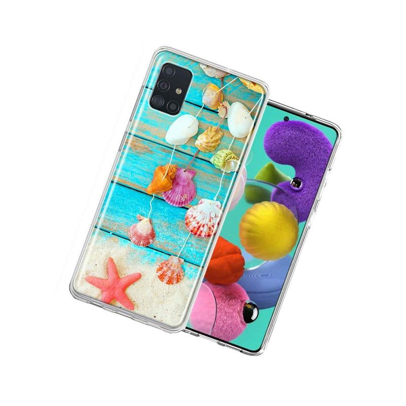 For Samsung Galaxy A51 Seashell Wind Chimes Design Double Layer Phone Case Cover