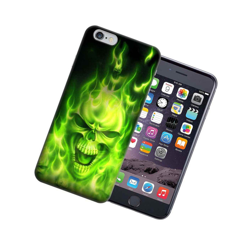 For Apple Iphone 6S Iphone 6 4 7 Green Flaming Skull Design Tpu Gel Case Cover