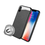 Iphone Xs Max 6 5 Hard Rubber Magnetic Metal Back Plate Case Black Carbon Fiber